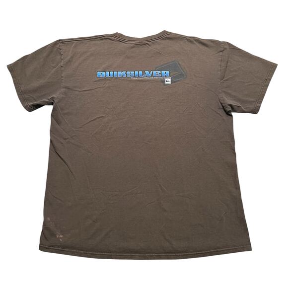 Y2K Quiksilver T Shirt Men XL short sleeve Brown Skate Surf Outdoors Baggy - Picture 2 of 12
